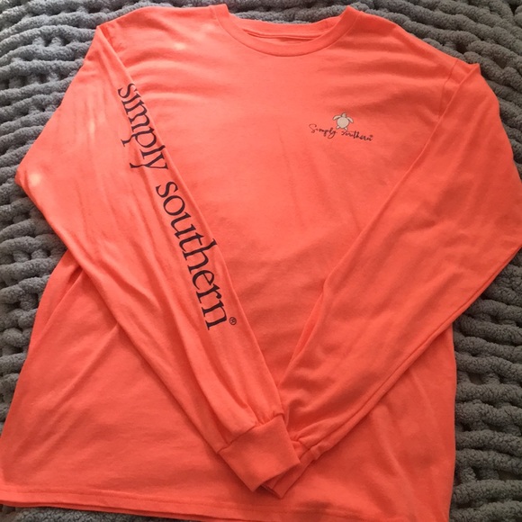 Neon pink/orange Simply Southern Long Sleeve Tee - Picture 1 of 3